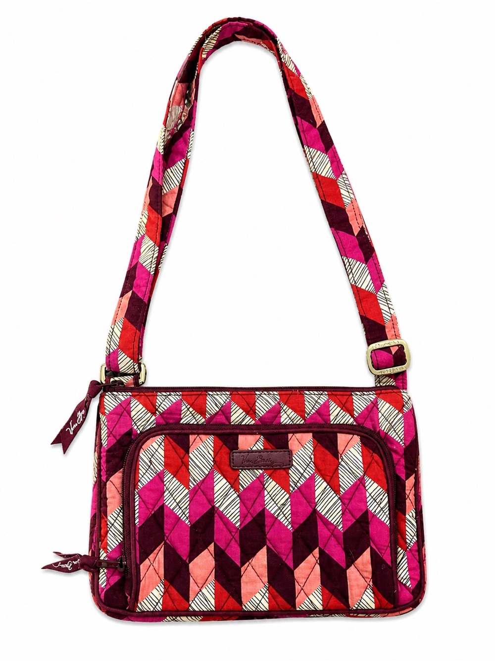Vera Bradley Pink Red Coral‎ Chevron Quilted Crossbody